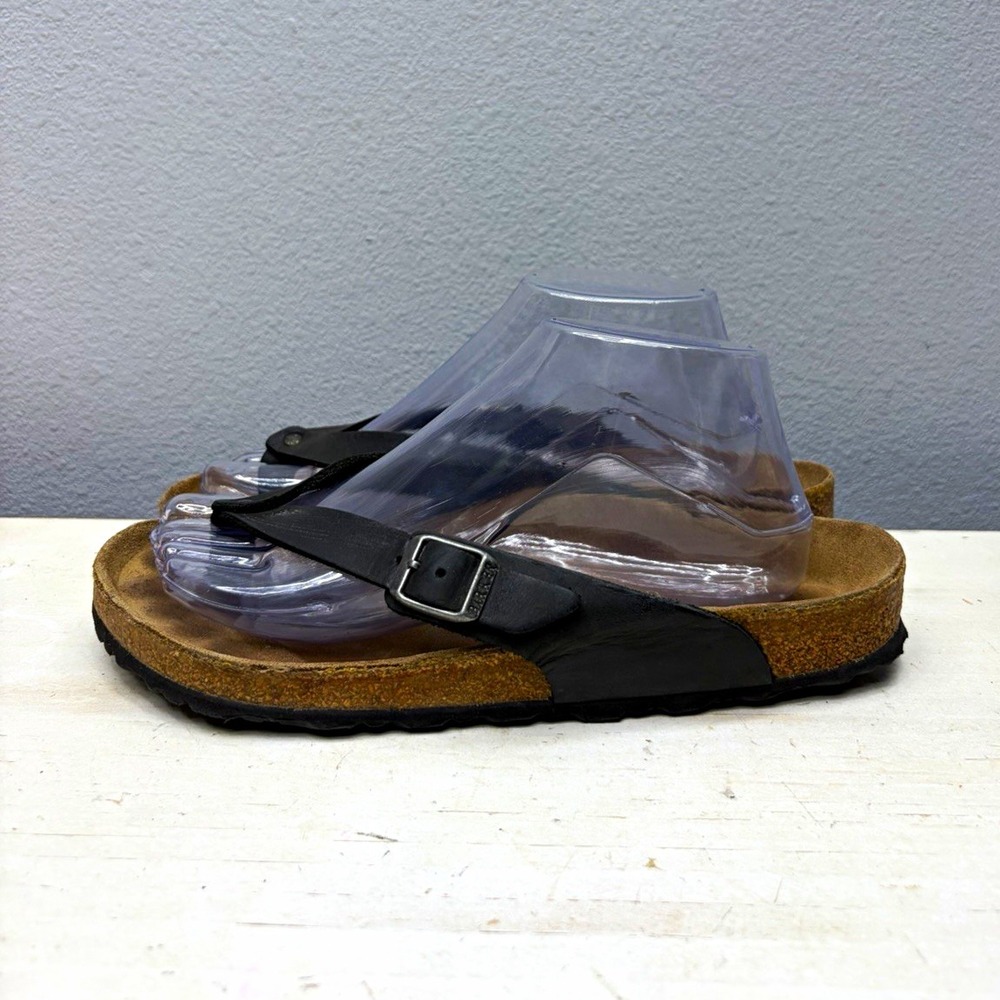 Birkenstock Black Leather Adria Thong Sandals 39